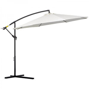 Sonnenschirm mit Kurbel Wetterbeständig 3 m x 3 m x 2,5 m Stahl Polyester Creme