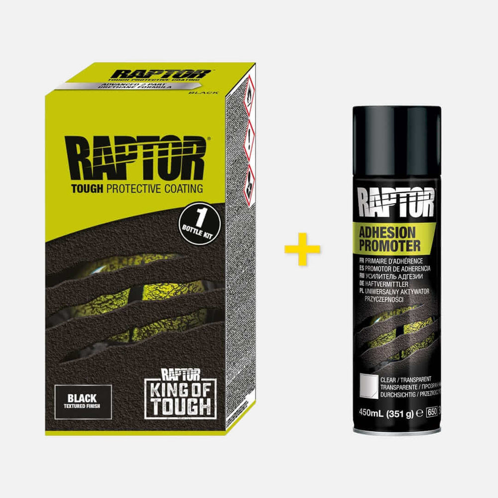 RAPTOR Lack Schwarz + Haftmittel klar (Kunststoff) Bundle
