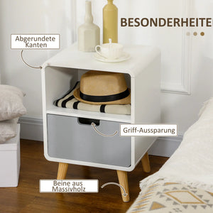 Nachttisch Nachtkommode Nachtschrank mit Schublade Weiss