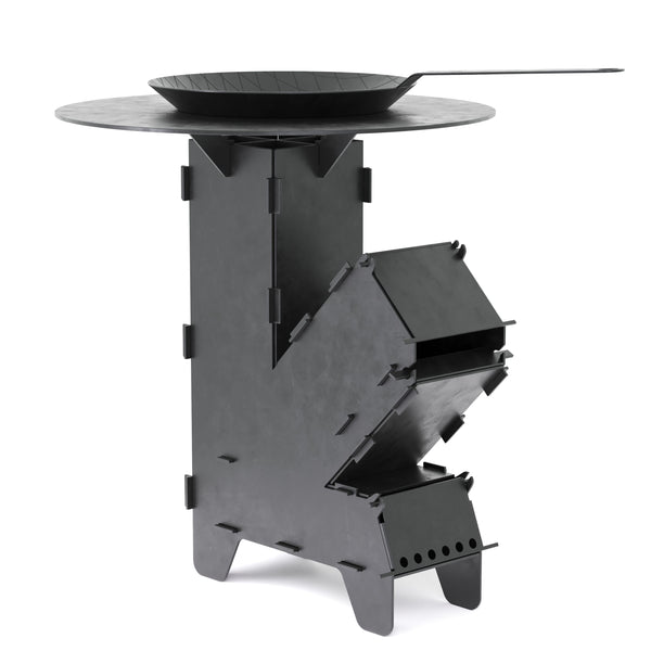 Réchaud Rocket avec plaque de cuisson et poêle 36 x 14 x 57 cm