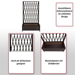 Rankgitter Rankhilfe Blumenkasten Blumentopf Alu+Stahl 152x90x35cm