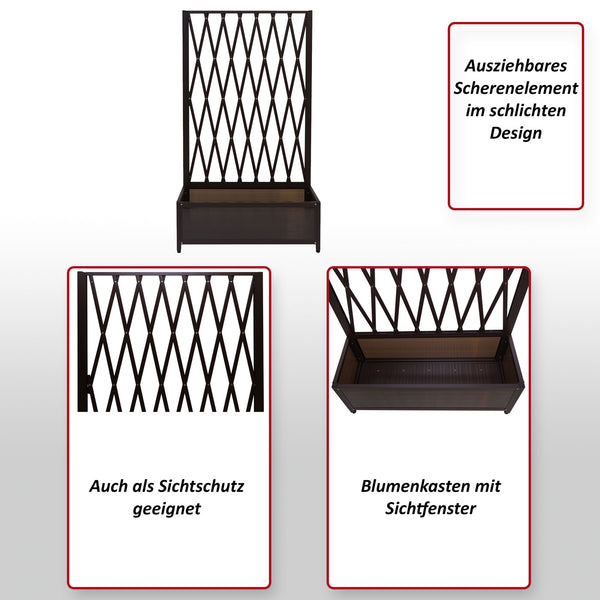 Rankgitter Rankhilfe Blumenkasten Blumentopf Alu+Stahl 152x90x35cm