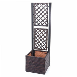 Rankgitter Rattan Pflanzkasten Rankhilfe 142x43x43cm Braun