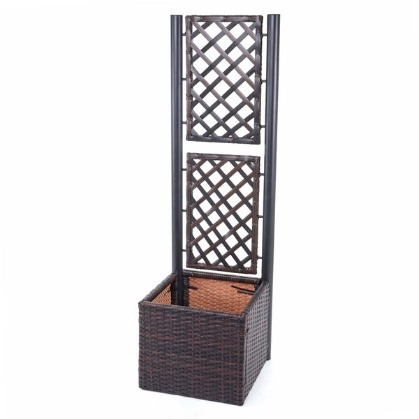 Rankgitter Rattan Pflanzkasten Rankhilfe 142x43x43cm Braun
