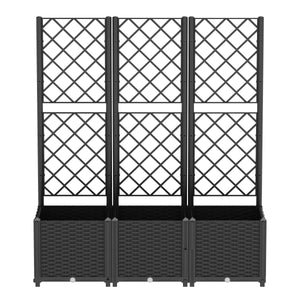 Rankgitter mit Blumenkasten Rattan 120 x 40 x 136 cm schwarz