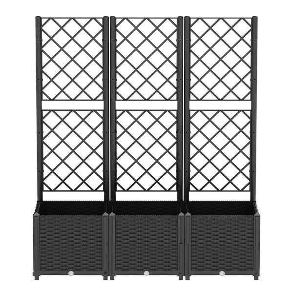 Rankgitter mit Blumenkasten Rattan 120 x 40 x 136 cm schwarz