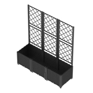 Rankgitter mit Blumenkasten Rattan 120 x 40 x 136 cm schwarz