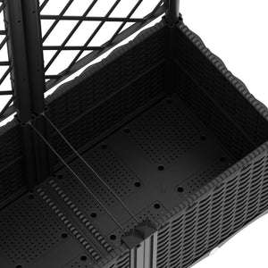 Rankgitter mit Blumenkasten Rattan 120 x 40 x 136 cm schwarz
