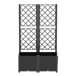 Rankgitter mit Blumenkasten Rattan 80 x 40 x 136 cm schwarz