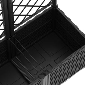 Rankgitter mit Blumenkasten Rattan 80 x 40 x 136 cm schwarz
