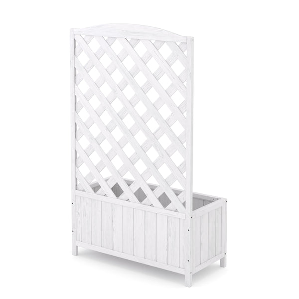 Rankgitter mit Blumenkasten weiss