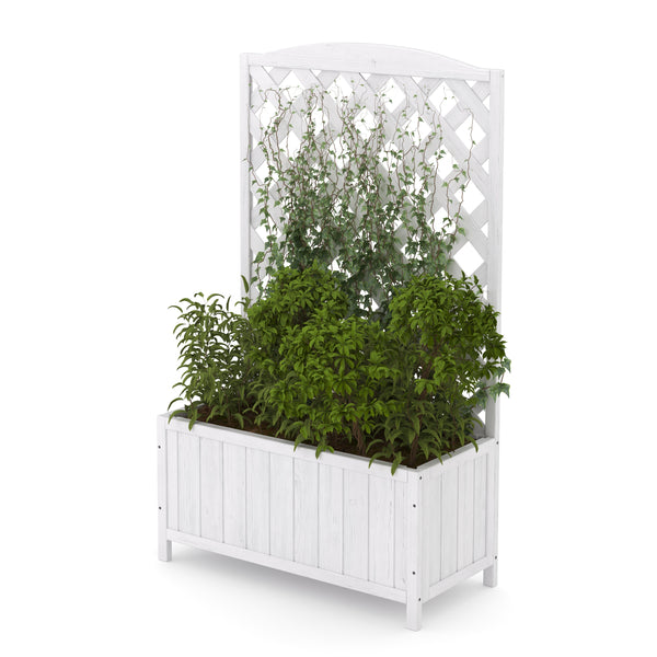 Rankgitter mit Blumenkasten weiss