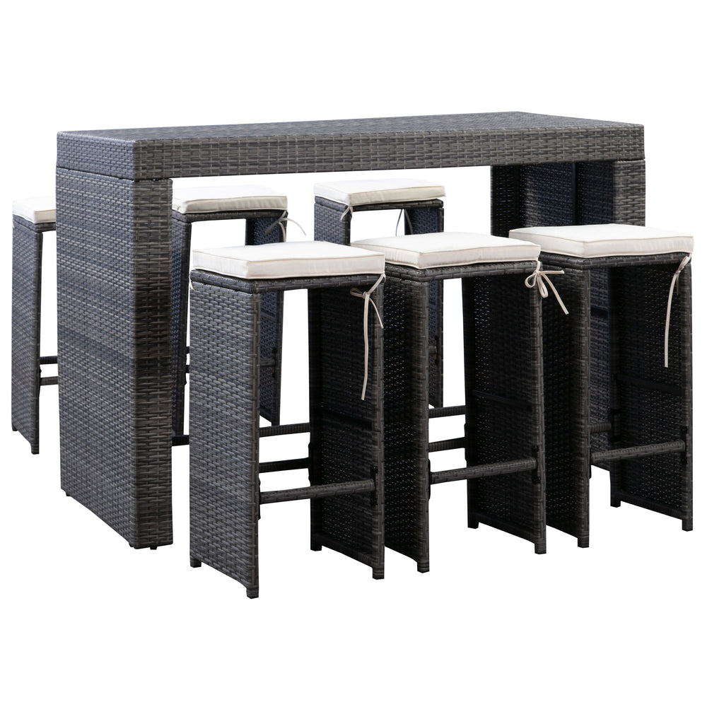 Ensemble de bar en rotin gris