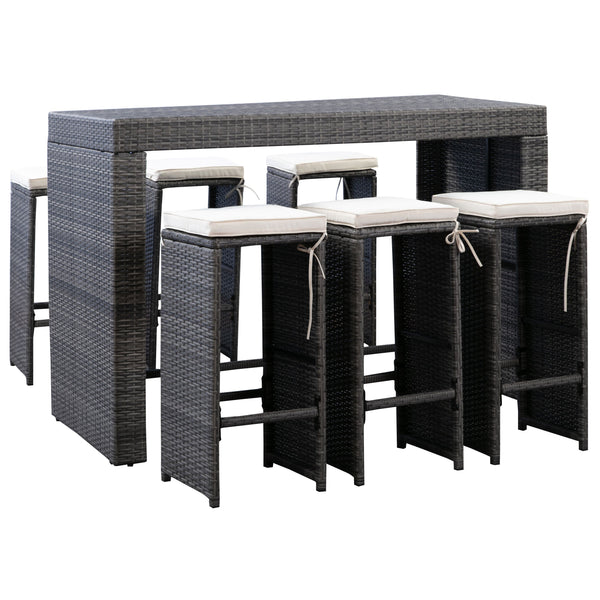 Rattan Bar Set grau