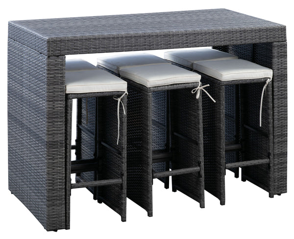 Rattan Bar Set grau
