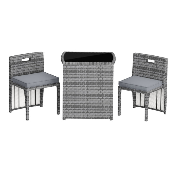 Rattan Bistroset KANKUN grau