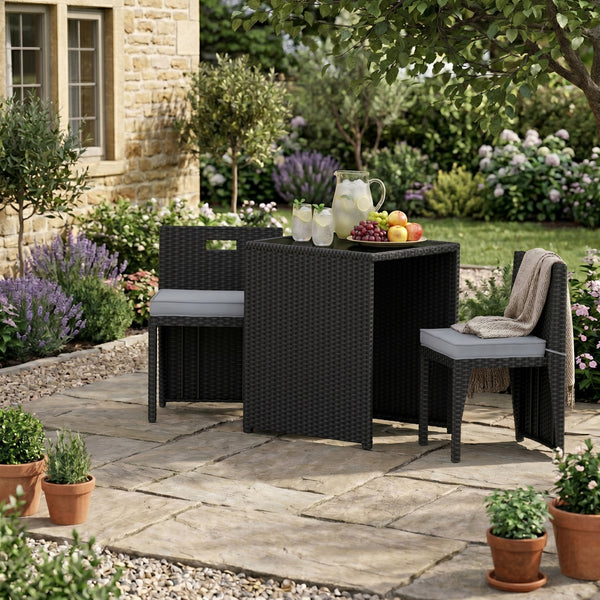 Rattan Bistroset KANKUN schwarz