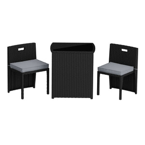 Rattan Bistroset KANKUN schwarz