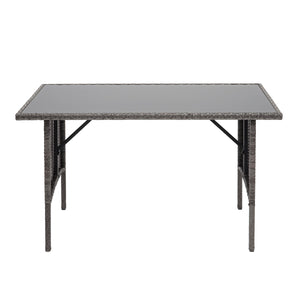 Rattan Esstisch Glas Gartentisch Gastronomie 112x60cm grau