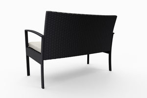 Rattan Gartenbank schwarz