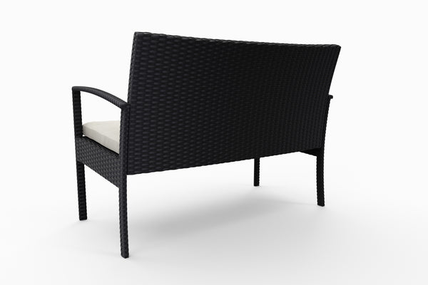 Rattan Gartenbank schwarz