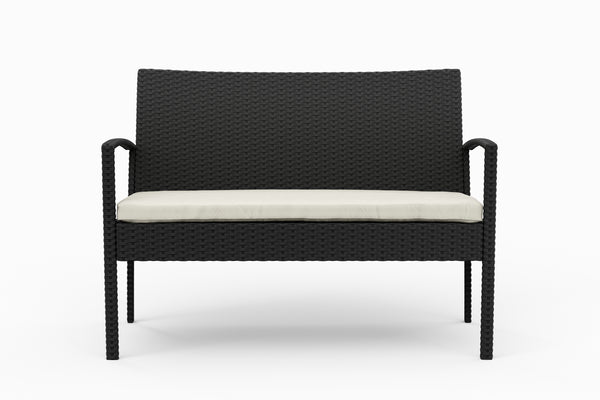Rattan Gartenbank schwarz