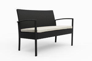 Rattan Gartenbank schwarz
