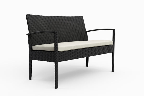 Rattan Gartenbank schwarz
