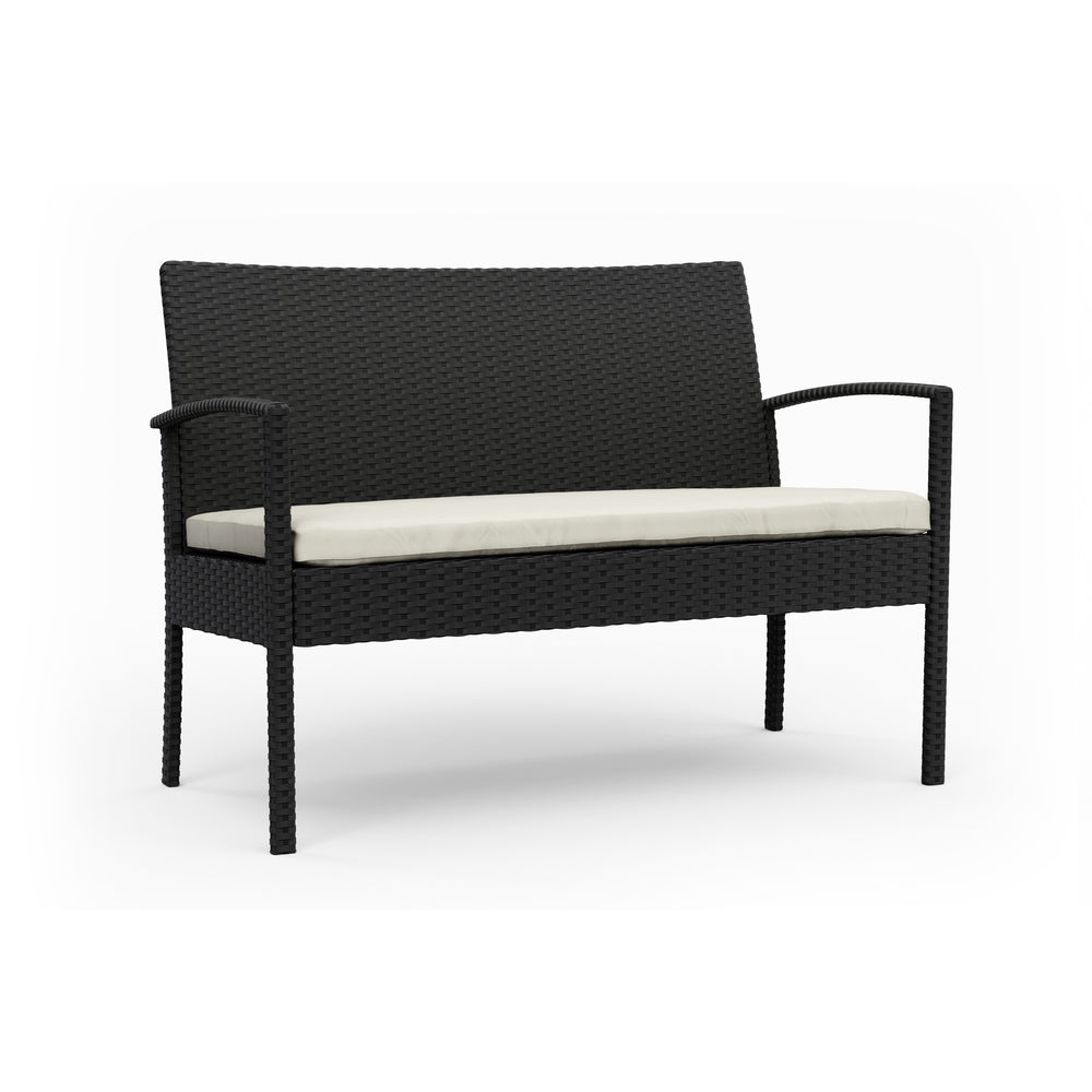 banc de jardin en rotin noir