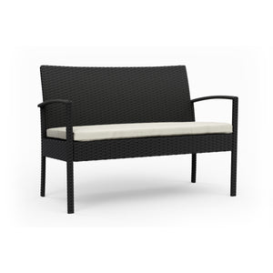 Rattan Gartenbank schwarz