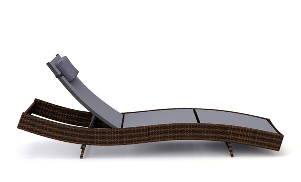 Rattan Gartenliege WAVE braun