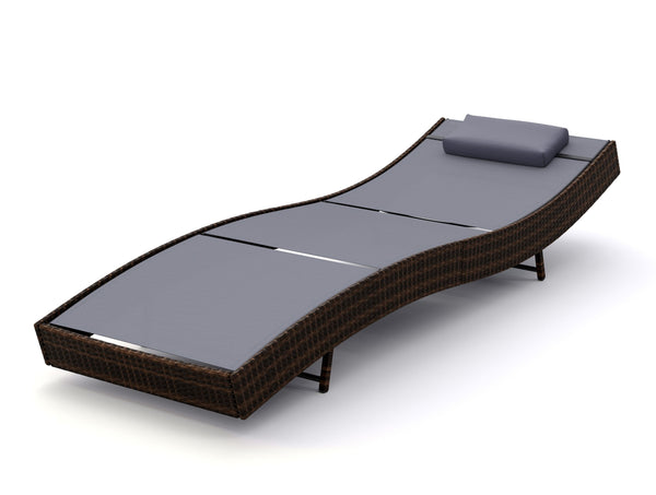 Rattan Gartenliege WAVE braun