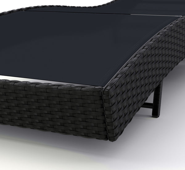 Rattan Gartenliege WAVE schwarz