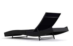 Rattan Gartenliege WAVE schwarz
