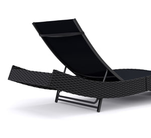 Rattan Gartenliege WAVE schwarz