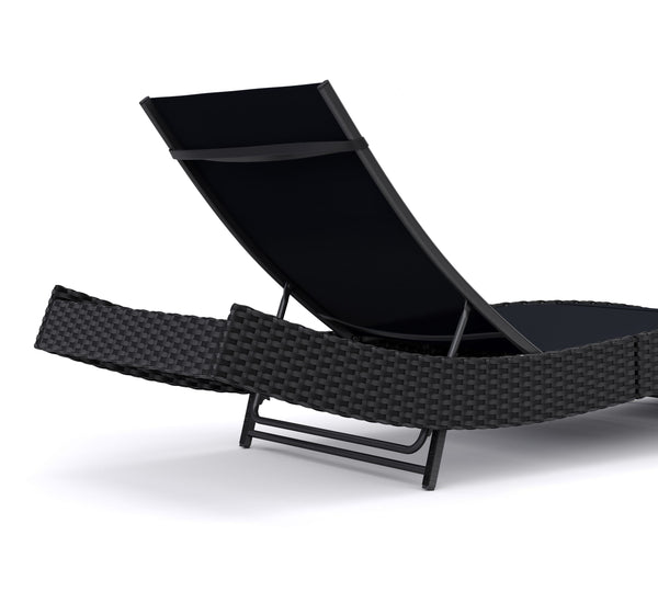 Rattan Gartenliege WAVE schwarz