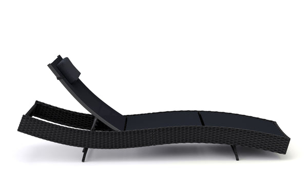 Rattan Gartenliege WAVE schwarz