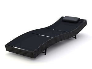 Rattan Gartenliege WAVE schwarz