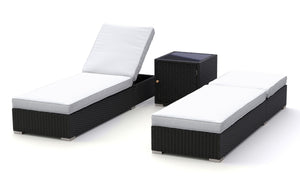 Rattan Gartenliegen Set schwarz