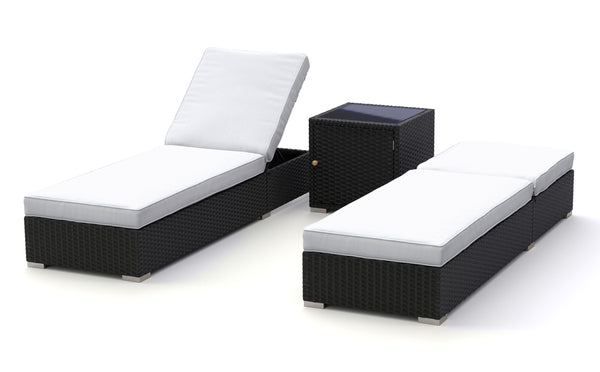 Rattan Gartenliegen Set schwarz