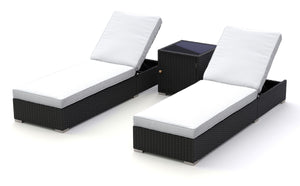 Rattan Gartenliegen Set schwarz