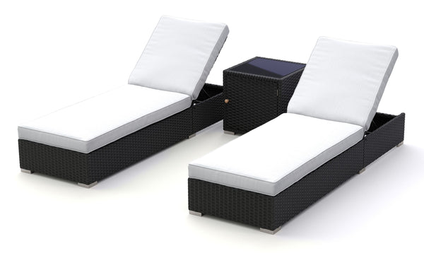 Rattan Gartenliegen Set schwarz