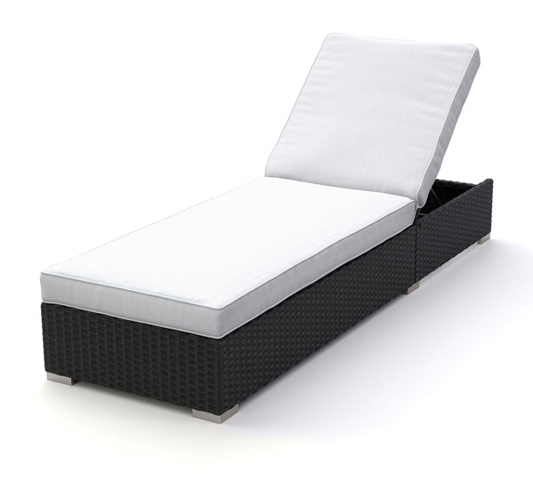 Rattan Gartenliegen Set schwarz