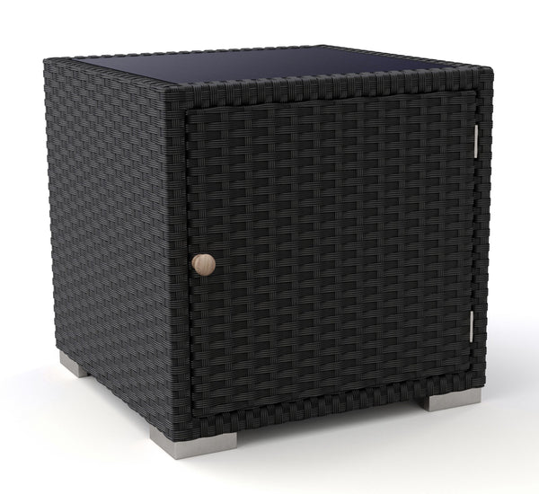 Rattan Gartenliegen Set schwarz