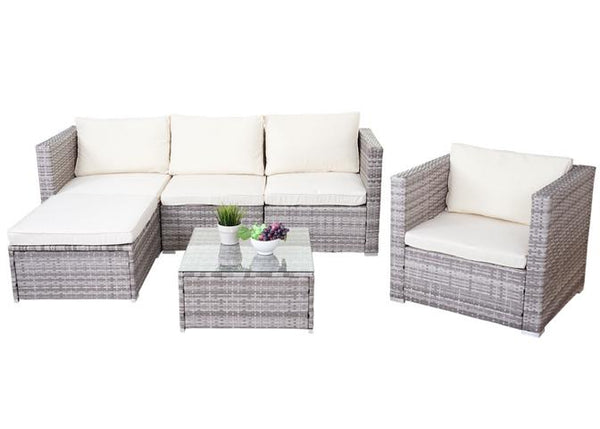 Rattan Gartenlounge Sitzgruppe Brescia ~ mit&nbsp;Kissen Creme