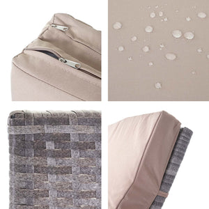 Rattan Liegestuhl Sonnenliege Grau, Kissen Beige