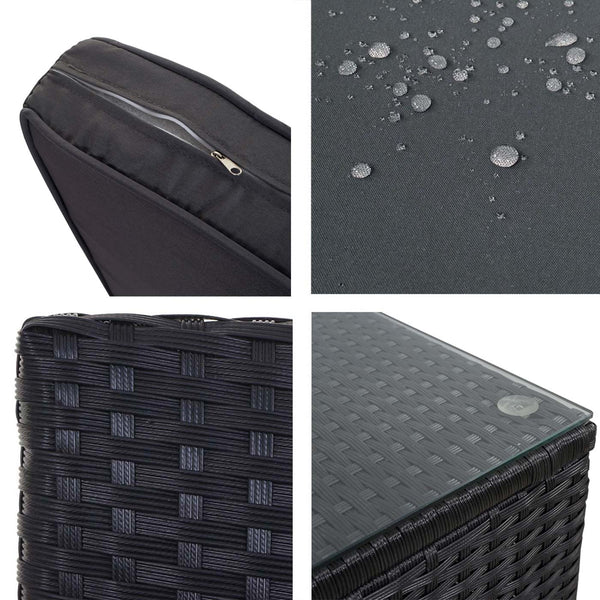 Rattan Lounge Sitzgruppe mit extra Kissenbox Anthrazit Kissen grau