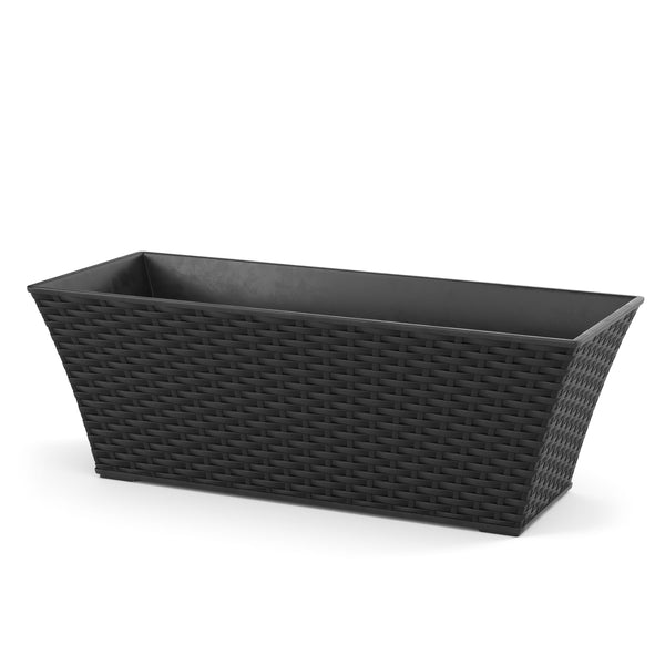 Blumentopf Rattan 61 x 21 x 21 cm 8er Set schwarz
