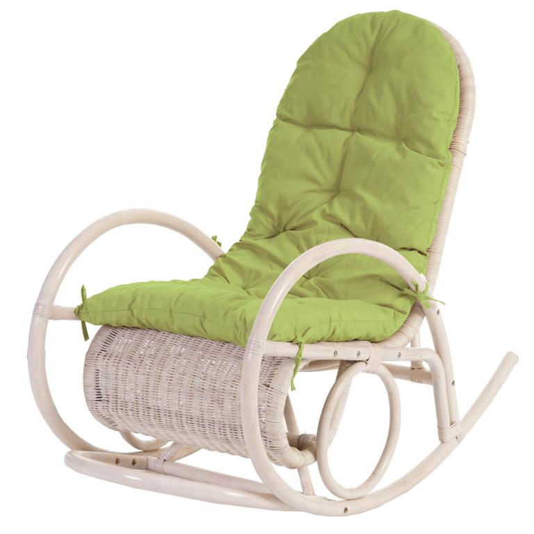 Rattan Schaukelstuhl Esmeraldas~ Auflage grün