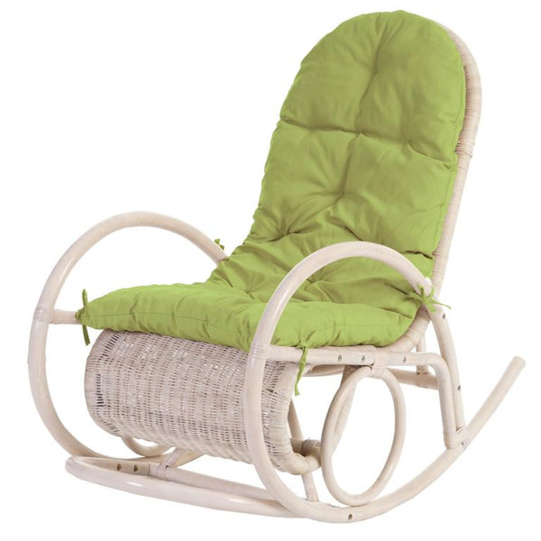 Rattan Schaukelstuhl Esmeraldas~ Auflage grün